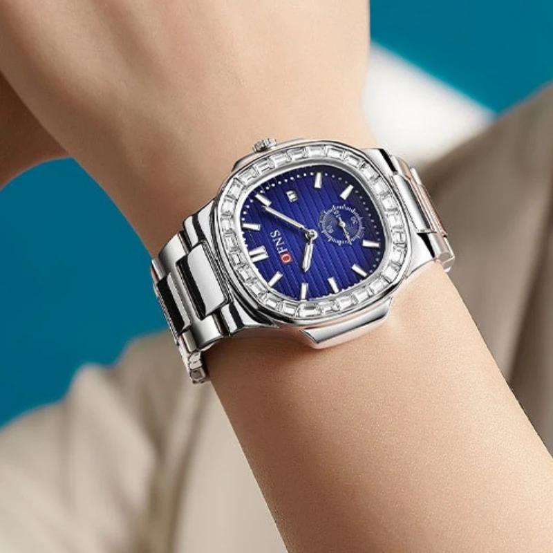 Luxury Women's Quartz Watch Fashion Square Diamond Wristwatch Alloy Band Model Watch Exquisite Timepiece Holiday Gift