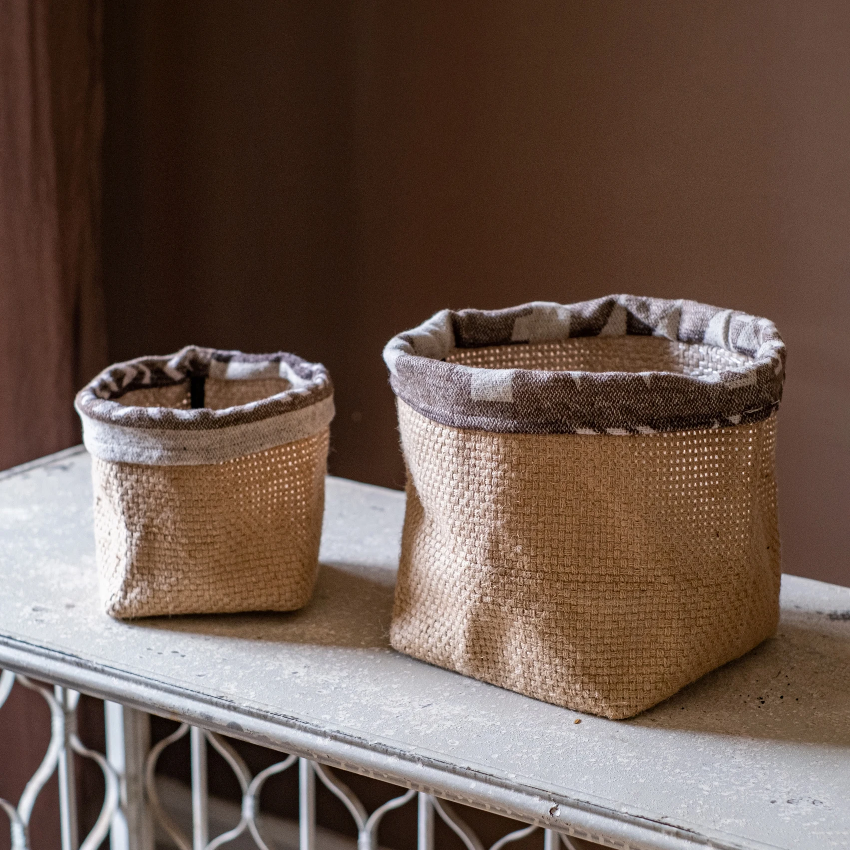 

Linen Woven Fabric Flower Pots Flower Basket Sets Nordic Landscaping Creative Flower Utensils Balcony Garden Ornament Literary