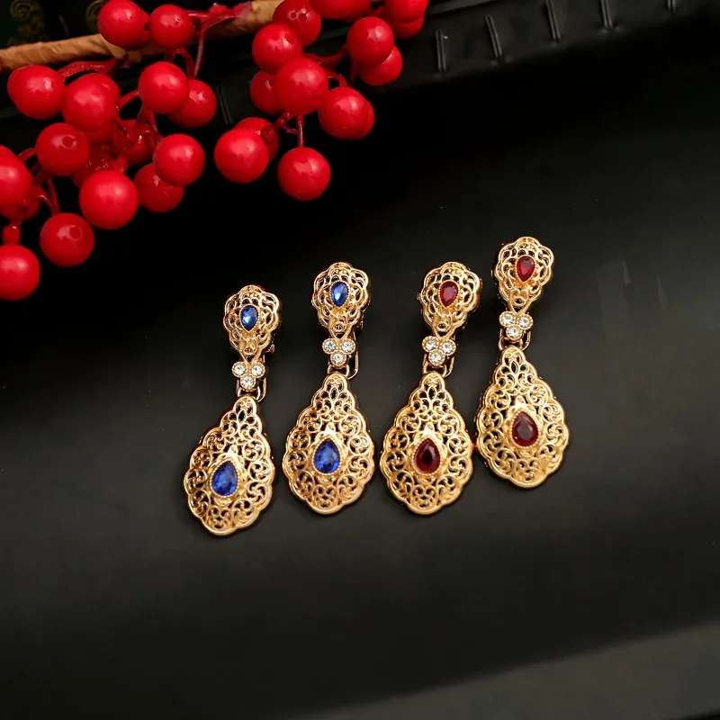 Moroccan Wedding Brooch Sets for Bridal Water Drop Rhinestone Hajib Pins Musilm Trendy Arabic Pins for Backpacks Bijoux