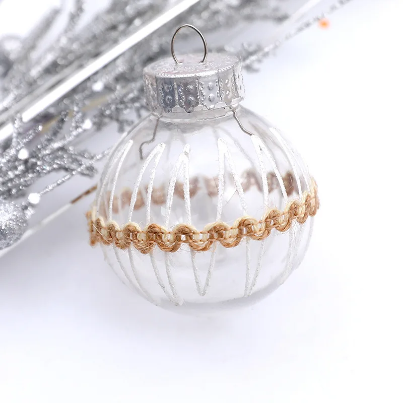 New Christmas Ball Transparent Ball Gold Plated Powder Pendant Pet Box 6cm7cm Hollow Round Plastic Christmas Tree Decoration