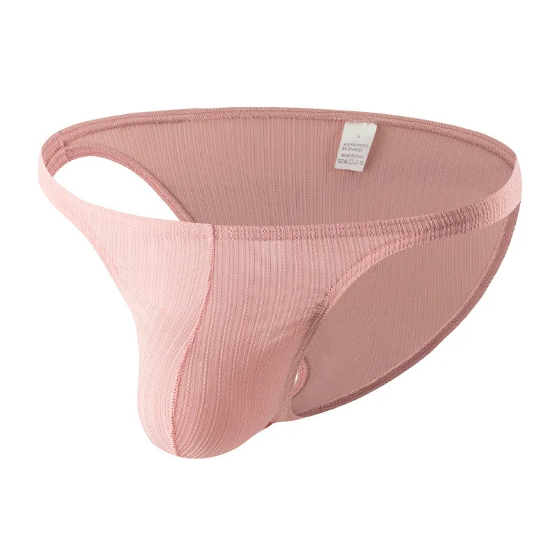 Men's Bulge Brief Ribbed Sexy Low-Rise U Convex Pouch Underwear Breathable Sweat-Absorbent Solid Color Comfortable Daily Panties