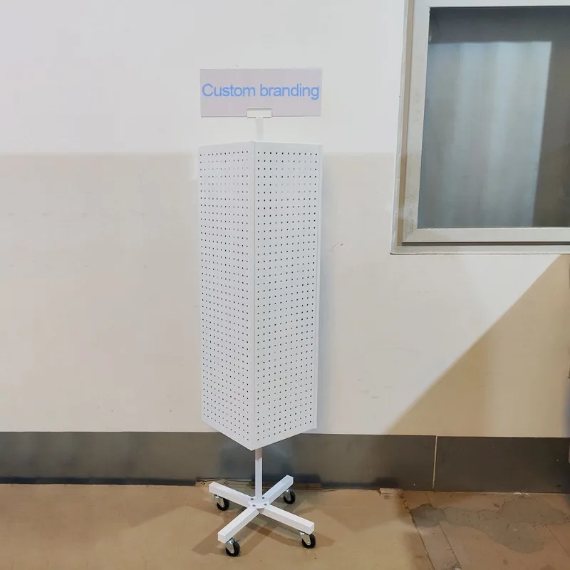 Metal Pegboard 360 Swivel Sock Display Stand with Casters