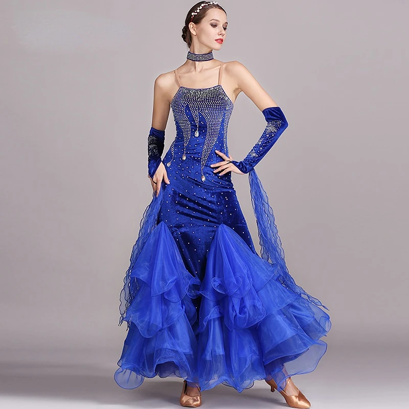 Modern Dance Costume Women Ladies Adults Waltzing Tango Dancing Dress Ballroom Costume Evening Party Dress