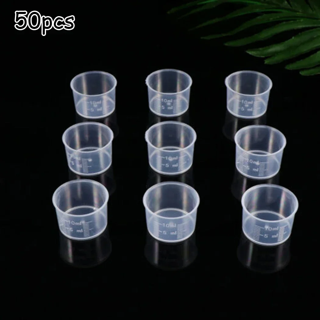 50Pcs 10ml Measuring Cup Plastic Clear Disposable Liquid Volumetric Measurement Cup Graduated Measure Beaker Kitchen Baking Tool