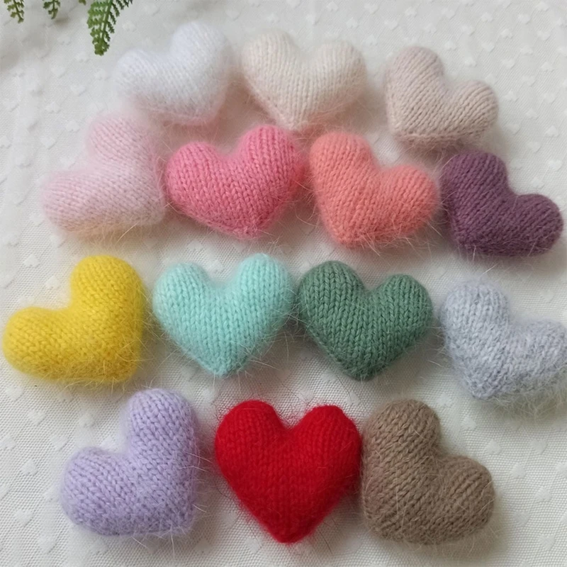 1pc Love Heart Newborn Photography Props Handmade Knitted Mohair Heart  Prop for Baby Studio Photo Shooting Backdrop Accessories