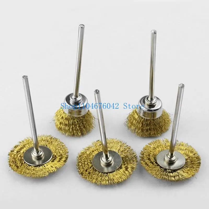 5asd 3Pcs Mini Coppers Wire Brushes For Electric Grinders 2.35mm Shank Rusts Removal T Type Pen Type Bowl Type Design