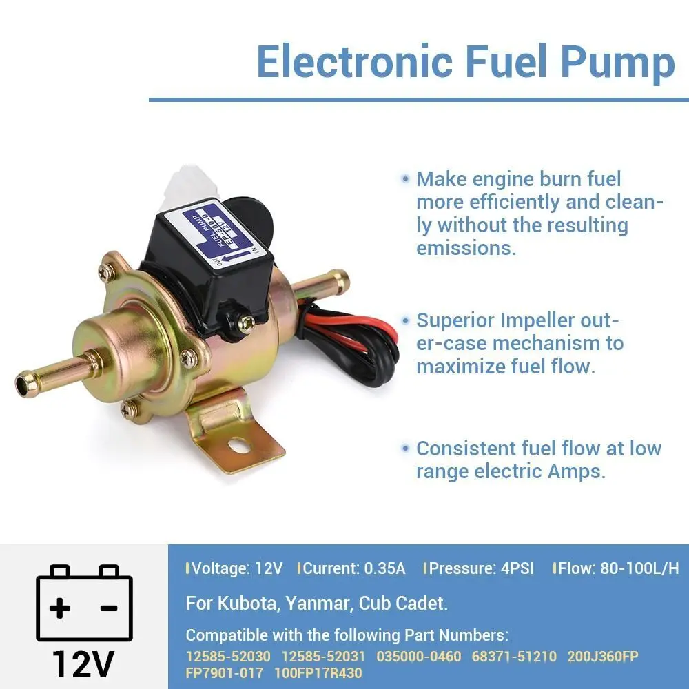 12v universal niederdruck 3-5 psi benzin oder diesel elektrische kraftstoff pumpe für kubota yanmar cub kadett EP500-0 EP-500-0 FP7901-017 – Detail 6