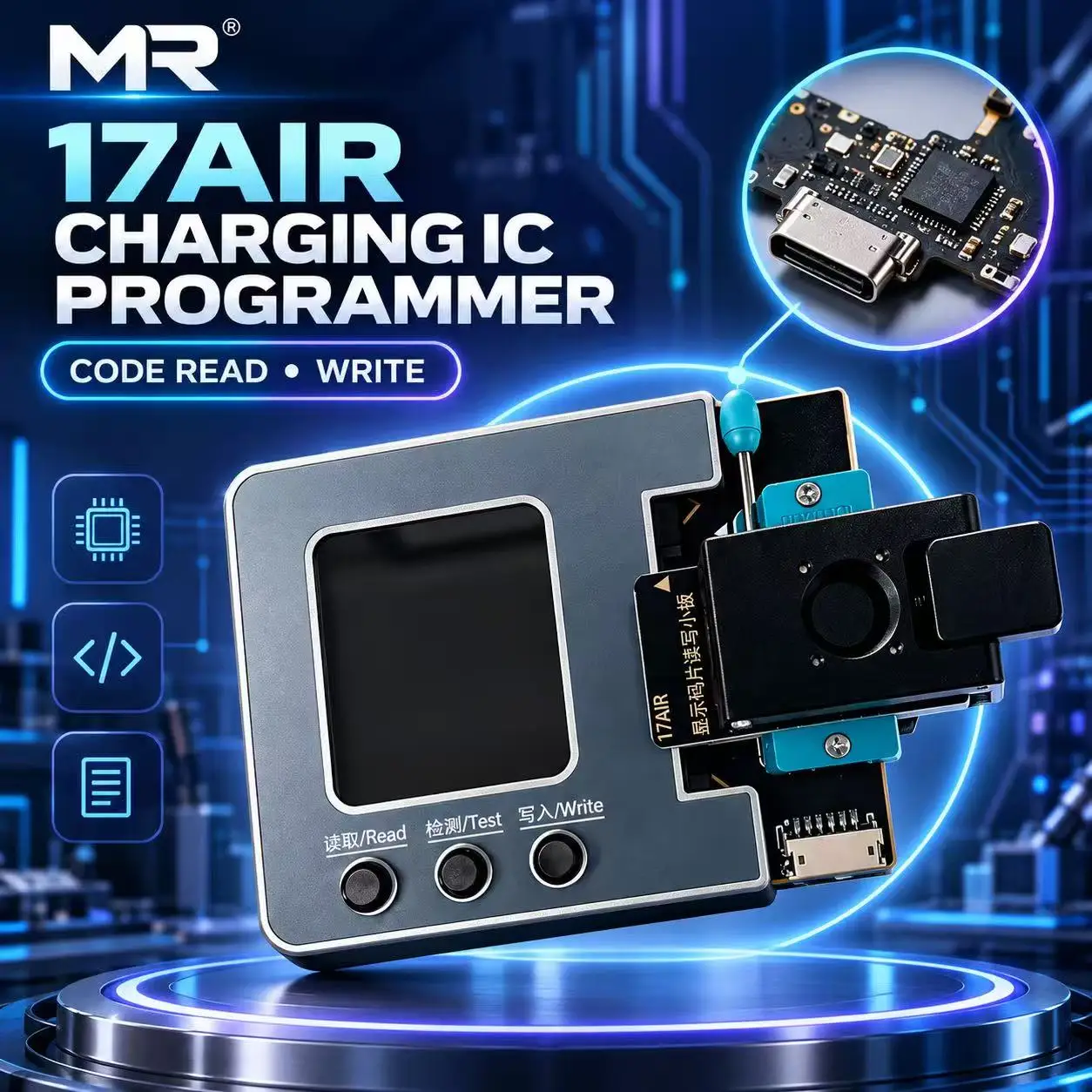 YCS MR 17AIR Multi Function Screen IC and Charging Chip Code Read Write Programmer for iP 17 Air Display Mobile Phone Repair