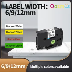 6/9/12/18/24mm for Brother Label Tape Compatible for Tze-Label Tape tze231 for Ptouch Label Maker PTH110 H107 P710BT Cartridge