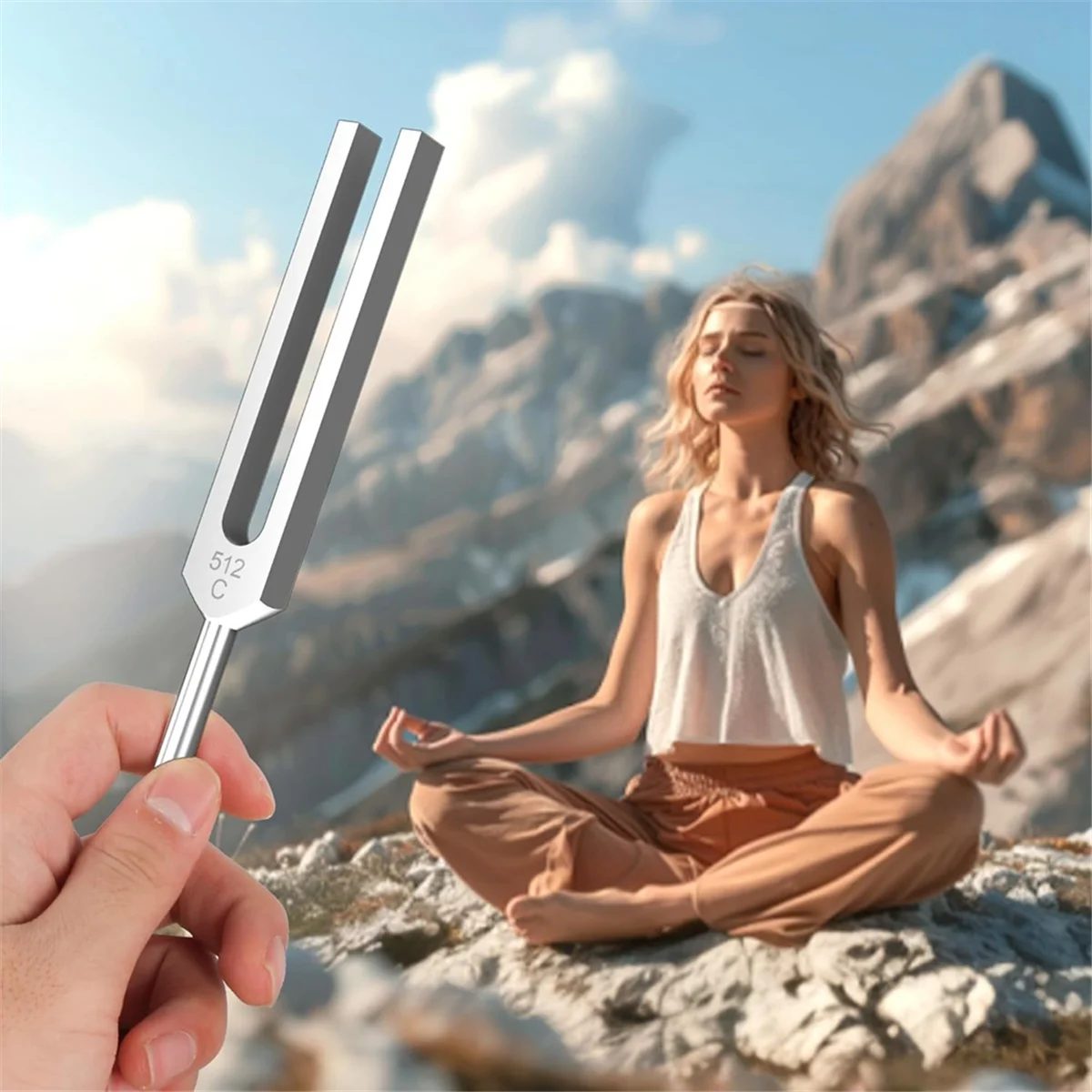 AT53 Juego de diapasones de 2 piezas 512 Hz, diapasones de aleación de aluminio con martillos, para terapia curativa de sonido y yoga