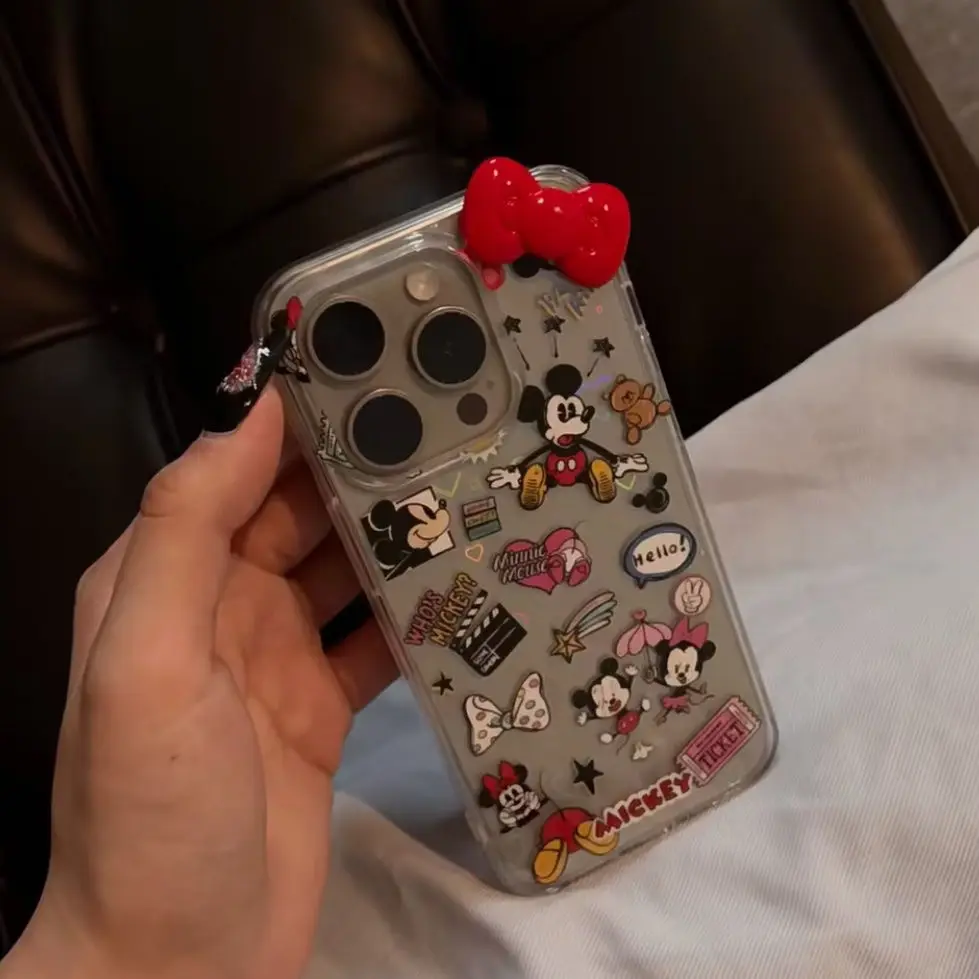 لطيف الكتابة على الجدران ميكي ثلاثية الأبعاد القوس الأحمر الحب الليزر ورقة جراب هاتف آيفون 13 16 15 14 17 برو ماكس 17 الهواء XS ماكس X XR زائد غطاء صغير #3