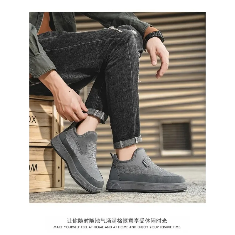 

Winter men's thick soft sole cotton warm casual snow boots simple comfortable non slip wer-resistant men's shoes