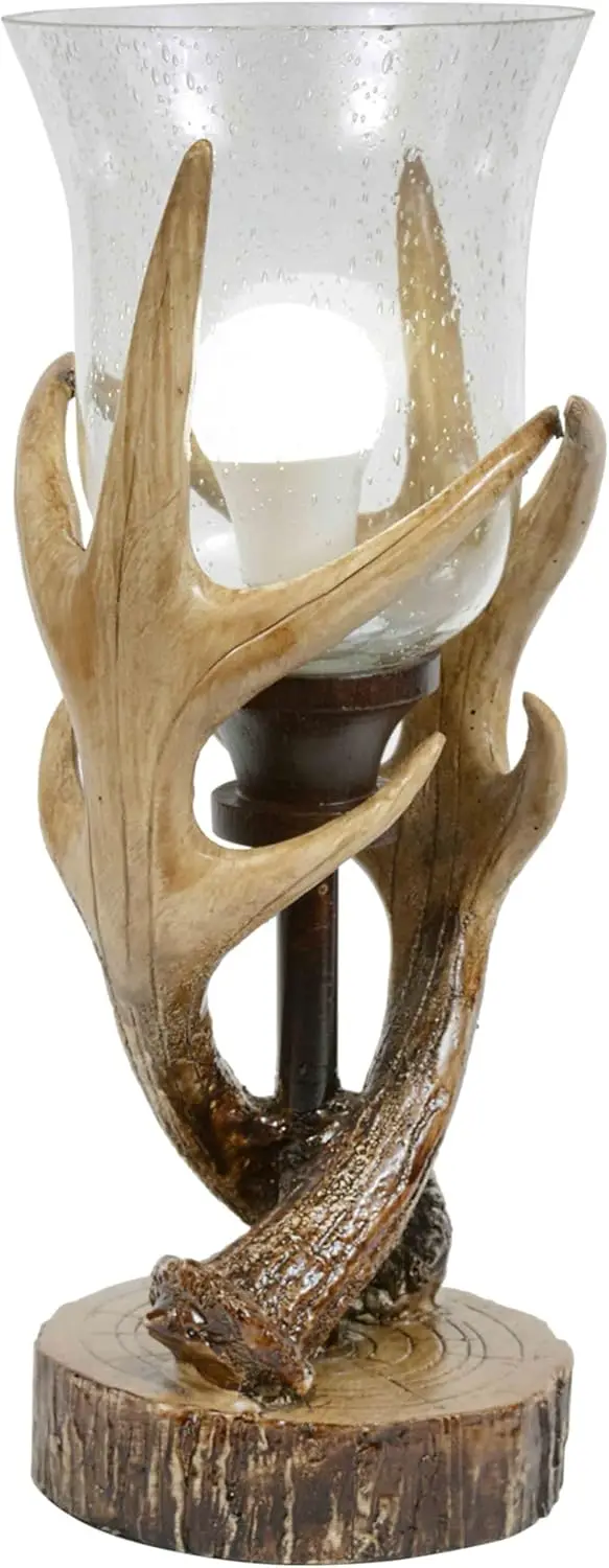 مصباح إضاءة على شكل قرن الوعل على طراز لودج ريفي مع كرة زجاجية بذور لديكور المقصورة