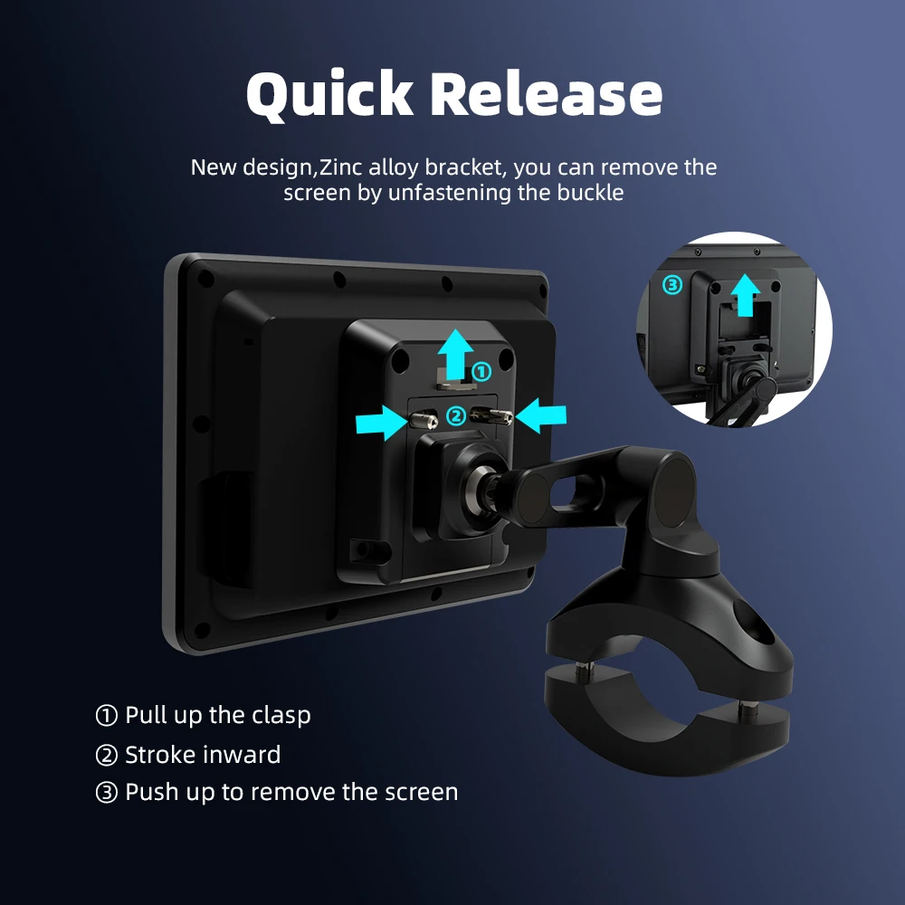 EKIY Wireless CarPlay Moto Android Auto 5 pollici portatile digitale cruscotto moto GPS schermo di visualizzazione navigazione moto