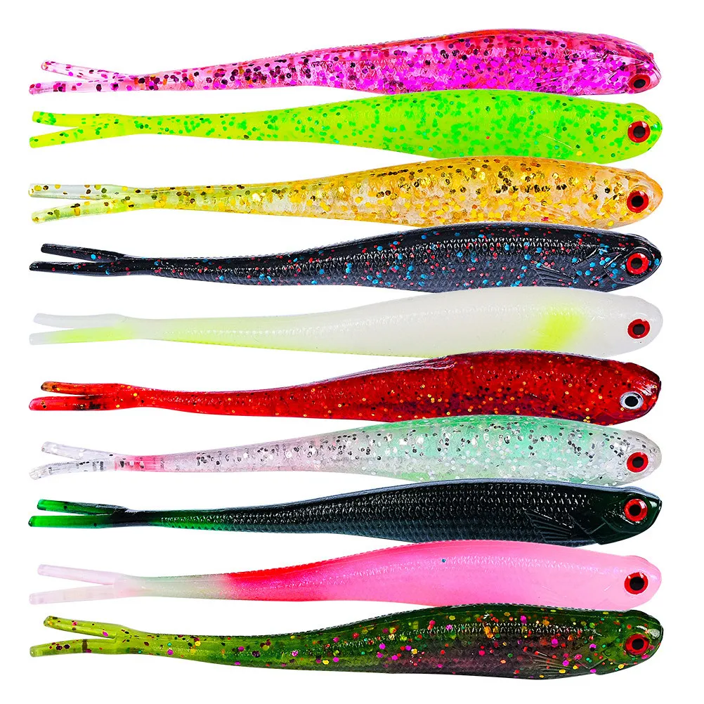 10Pcs Plastic Fishing Lures Soft For Bass Fishing Swimbaits Carp Pike Artificial Tackle Freshwater Outdoor