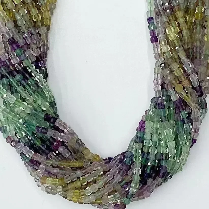 

Color Fluorite Facted Beads Square 38cm Loose Beads for Jewerly Making Design Fashion Stone Diy Bracelet Woman Necklace or Gift