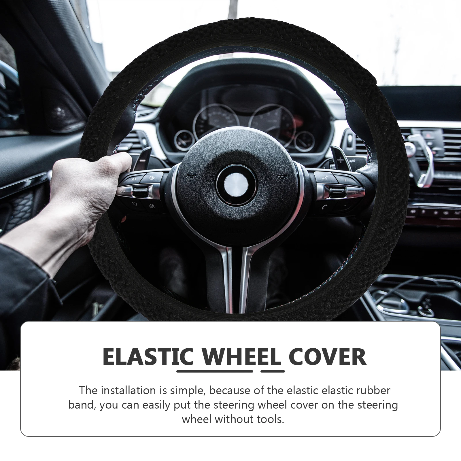 

Steering Wheel Cover Auto Protector Sleeves Car Protectors Massage Mesh Cloth Steeringwheel Decoration