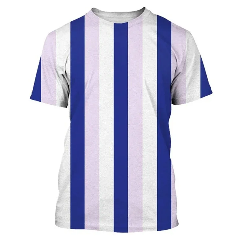 

Simple Vertical Stripes Graphic T Shirts For Men Summer Casual Short Sleeve 3D Printed T-shirts Loose Breathable Crew Neck Tees