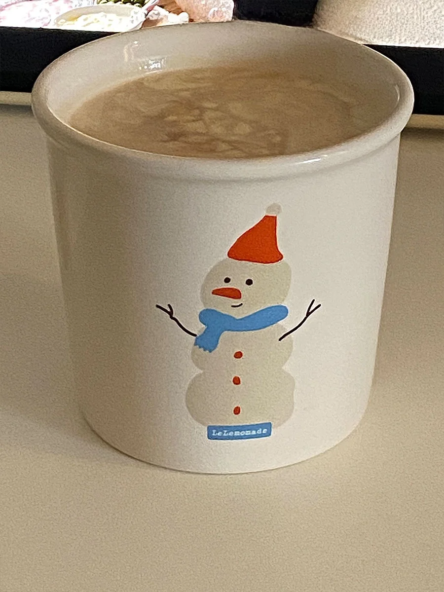 

Кружки LeLemonade Cerc: милые маленькие кружки с дизайном снеговика, высокая эстетическая ценность для девочек, ручная роспись в стиле Ins