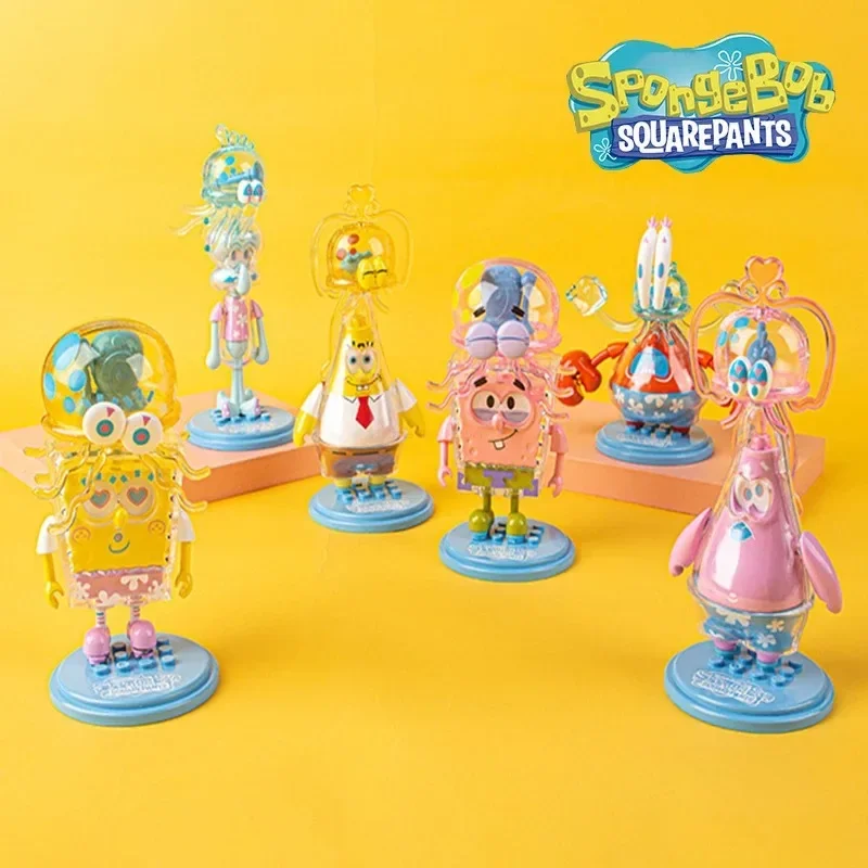 6pcs Spongebob Blind Box Squarepants Patrick Star Jumping Jellyfish Series Action Figures Model Doll Ornament Blind Box Toy Gift