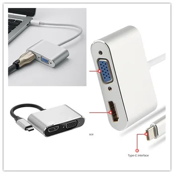 Type C to HDMI-compatible USB C 3.0 VGA PD Adapter Dock Hub for Macbook S20 Dex for