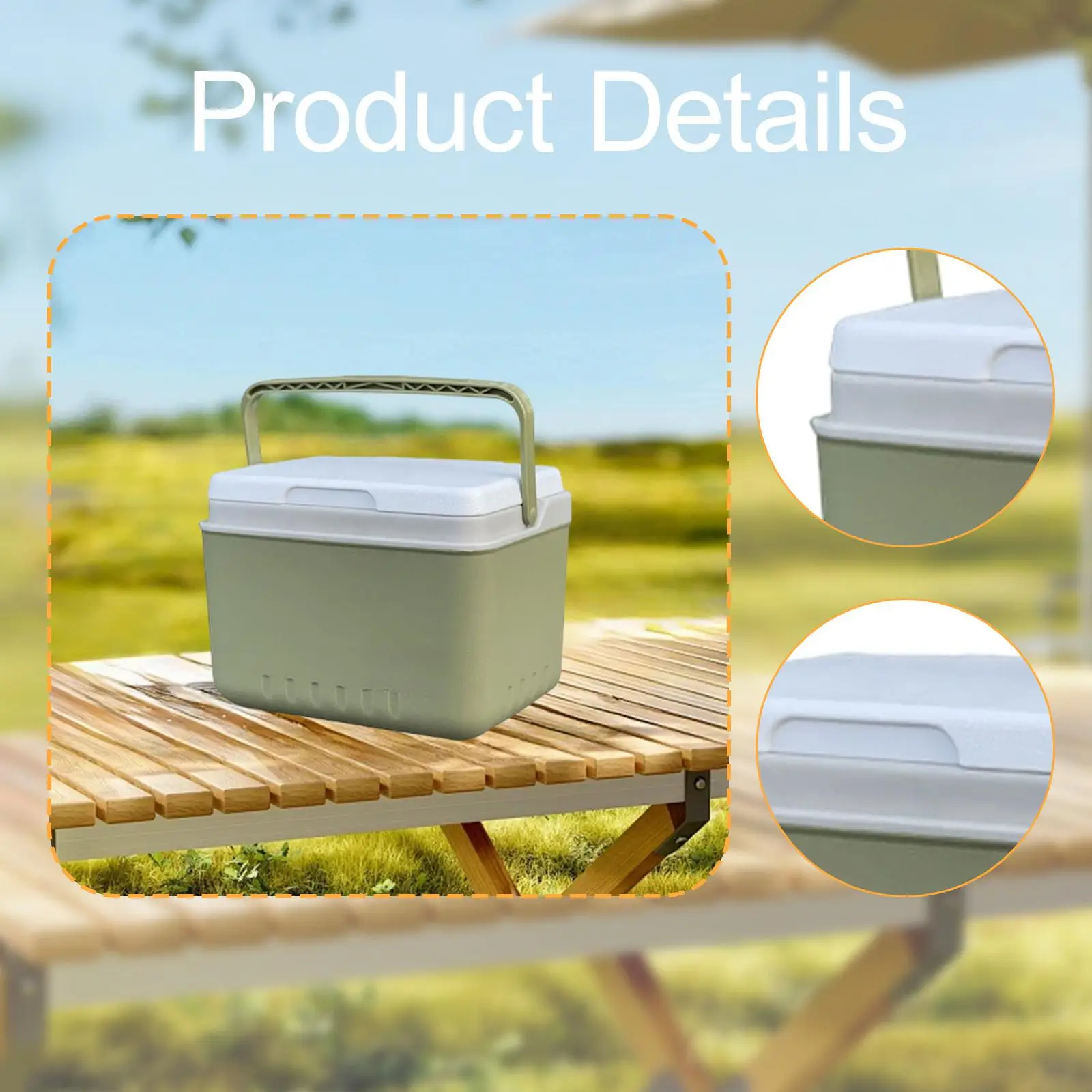 Multifunctional Insulated Ice Cooler Bucket with Handle for Camping Picnic BBQ Travel Lightweight Leakproof Storage Box