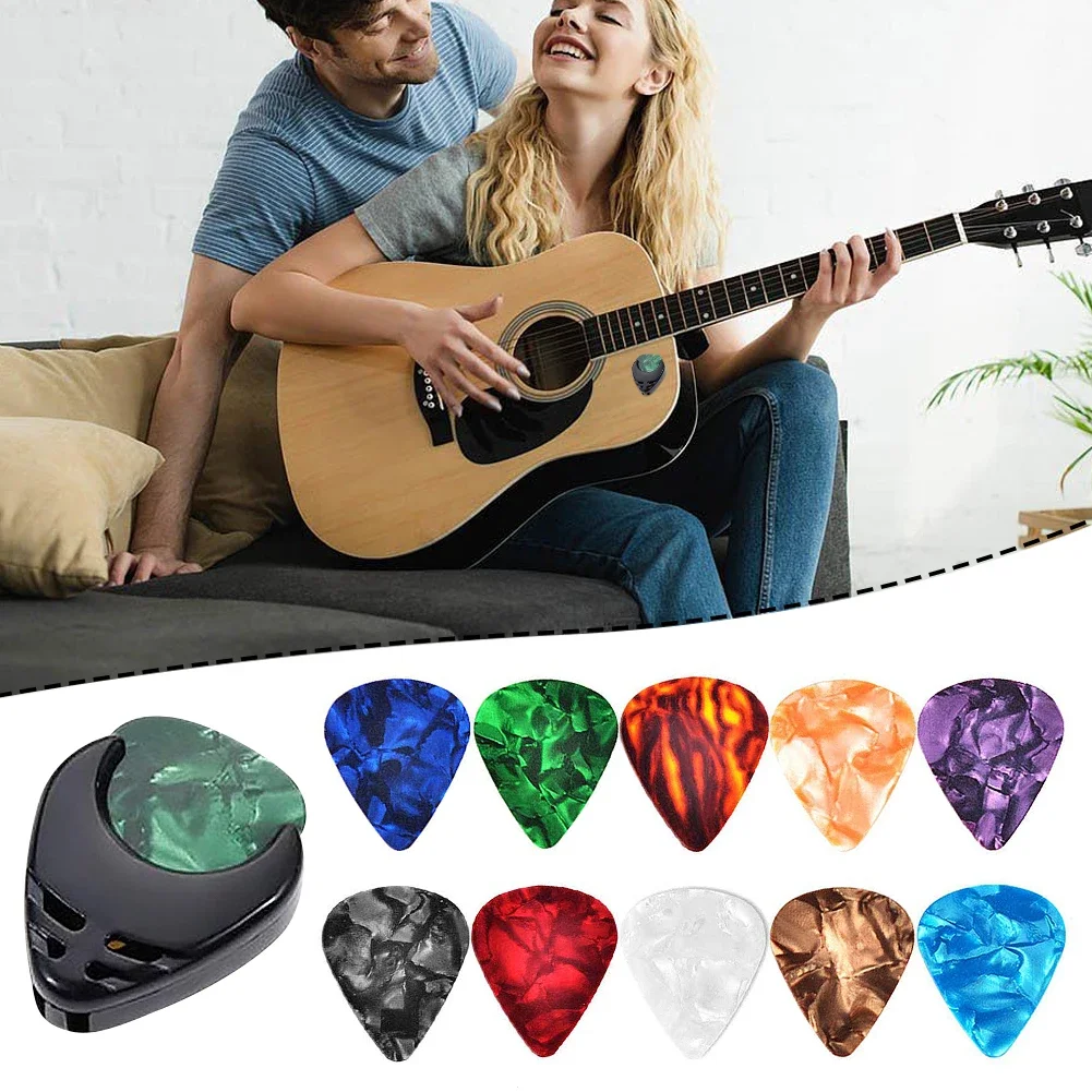 10Pcs Guitar Picks Colorful Guitar Picks with Pick Holder Ukulele Picks Multicolor Celluloid 0.46/0.71/0.96mm Guitar Accessories