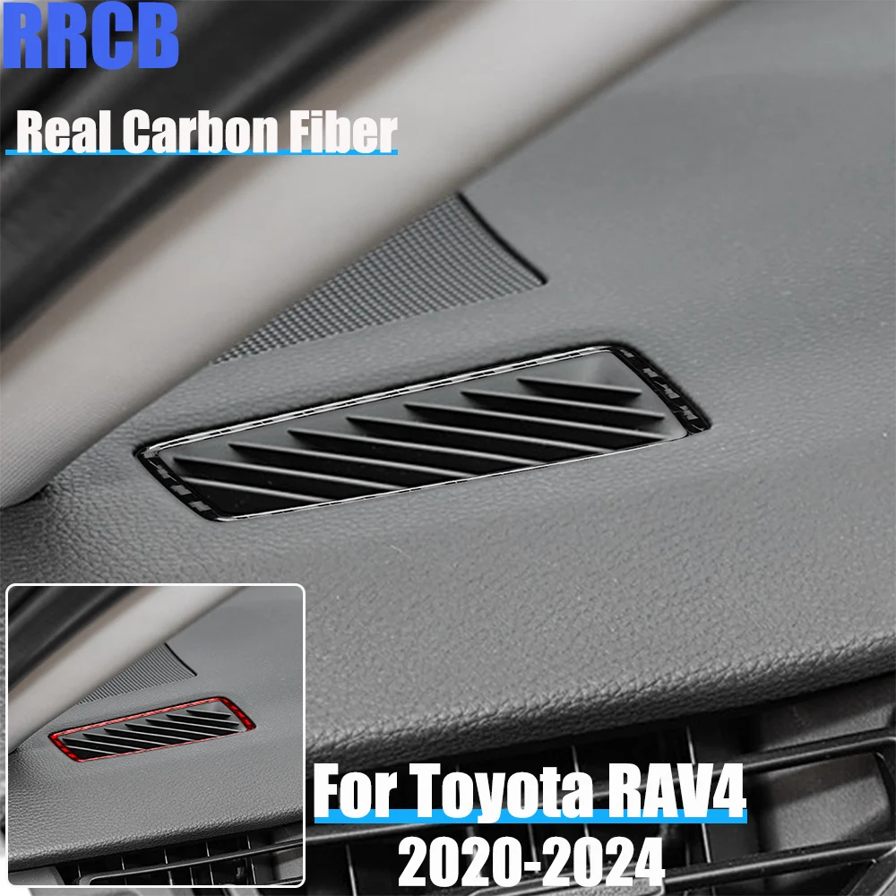 

Real Carbon Fiber Car Accessories Dashboard Air Vent Frame Trim Soft Cover Sticker For Toyota RAV4 XA50 2020 2021 2022 2023 2024