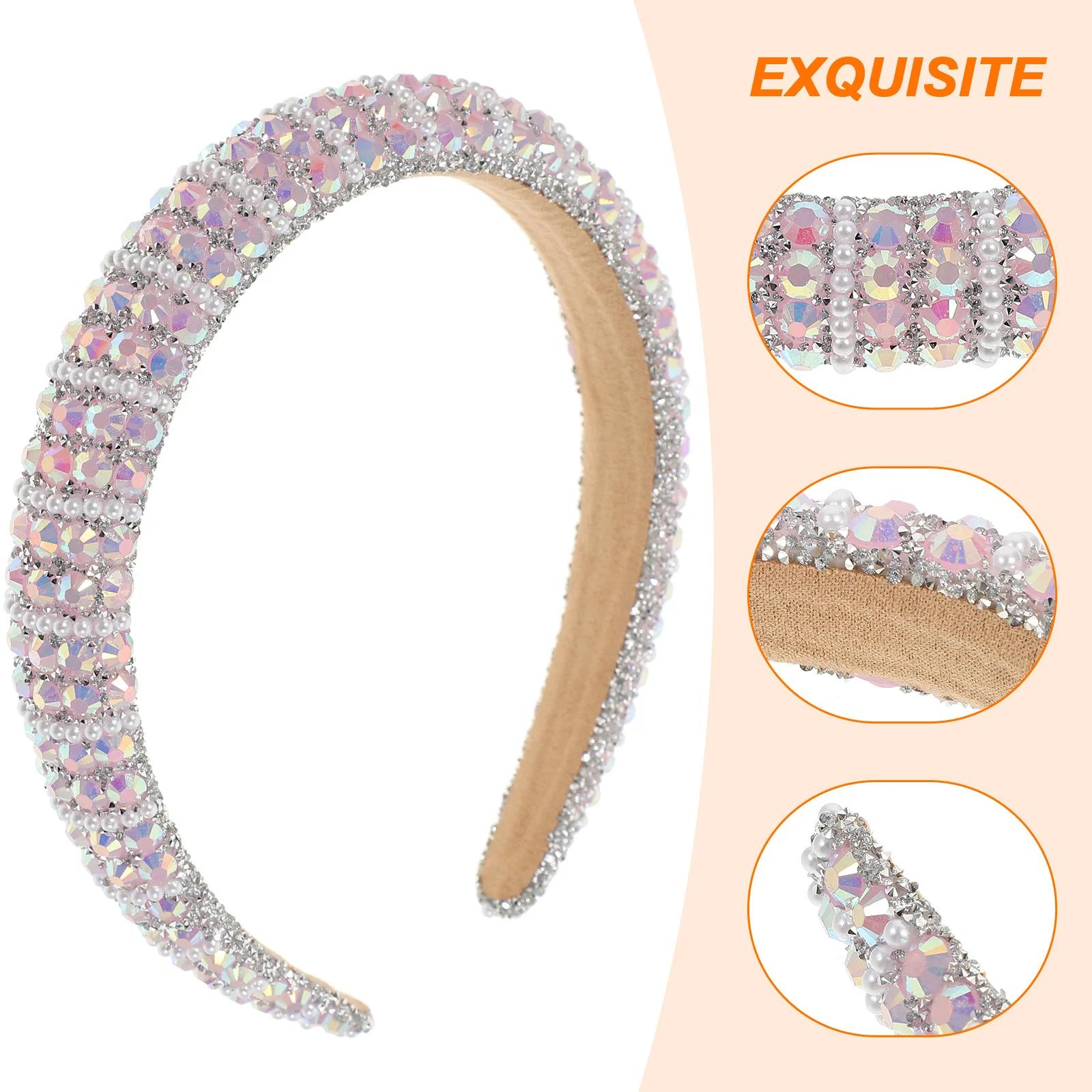 

Women'S Rhinestone Headband Luxury Band Prom Decorative Headbands For Short Curly Wavy Hair Dressy Headdress Hair Styling