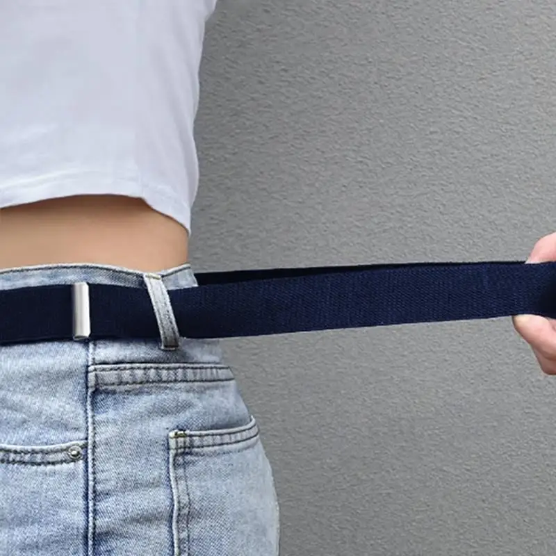 Ladies Elastic Waist Belt Adjustable Loose Fit Jeans Skirt Tightening Tool Casual Style Alloy Buckle Double Ring Buckle