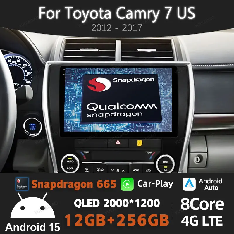 

Android 15 Car Radio GPS NAVI For Toyota Camry 7 XV 50 55 US Version 2012 - 2017 Multimedia Viedo Player 4G WIFI Head Unit QLED