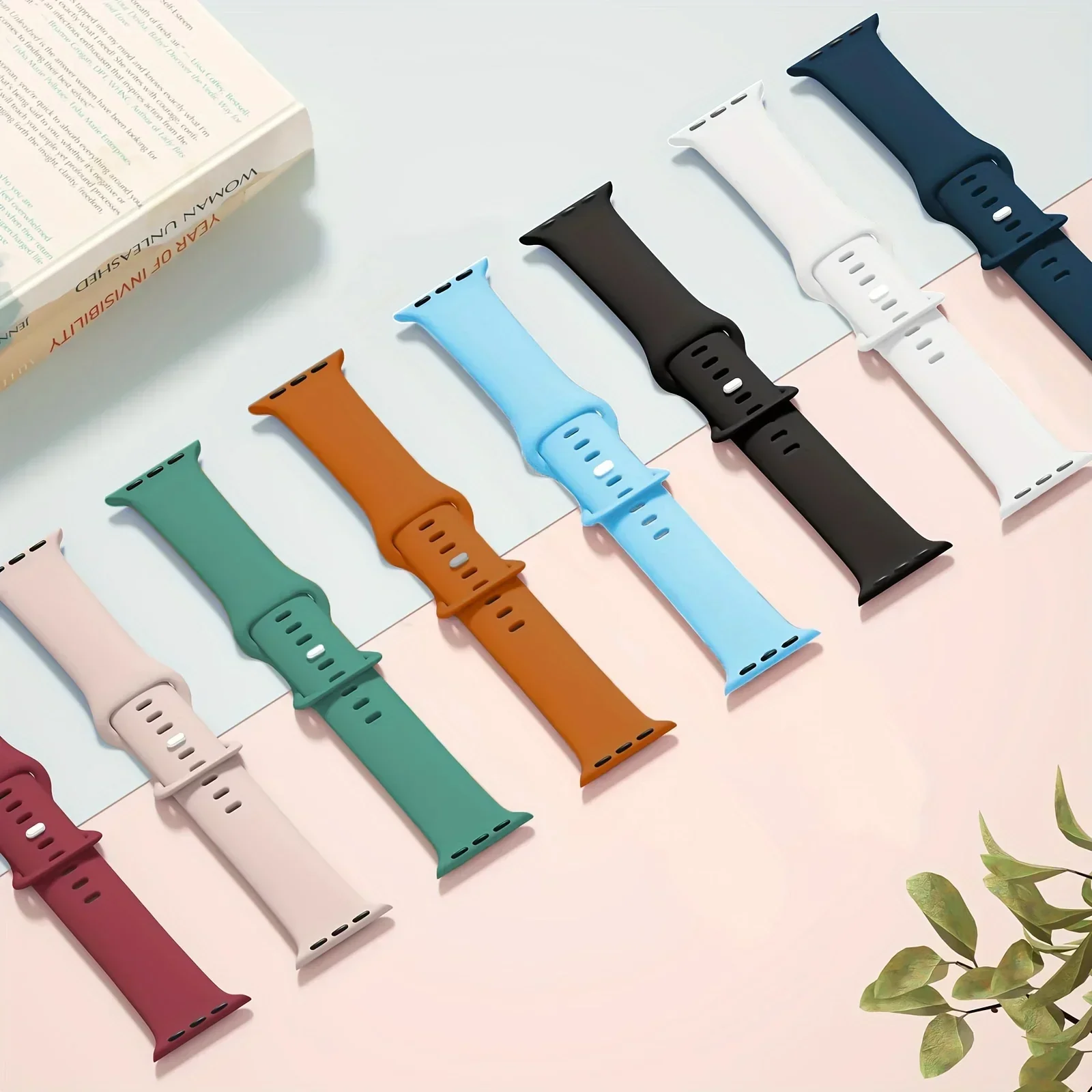 Мягкий силиконовый модный спортивный ремешок, совместимый с Apple Watch 38/40/41 мм 42/44/45/49 мм, совместимый с iWatch 987654321   Женщины Мужчины