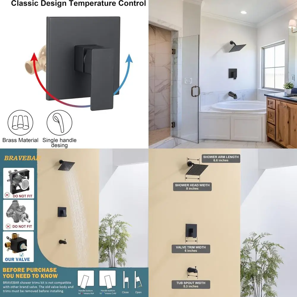 

8-Inch High-Pressure Rain Shower Head with Metal Single Handle Bath Fixture and Tub Spout