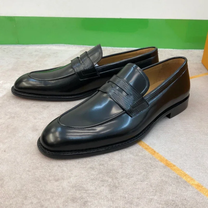 Designer Leather Penny-slot Loafers Goodyear Handmade Edge stitching High quality formal shoes For Men's Business Work