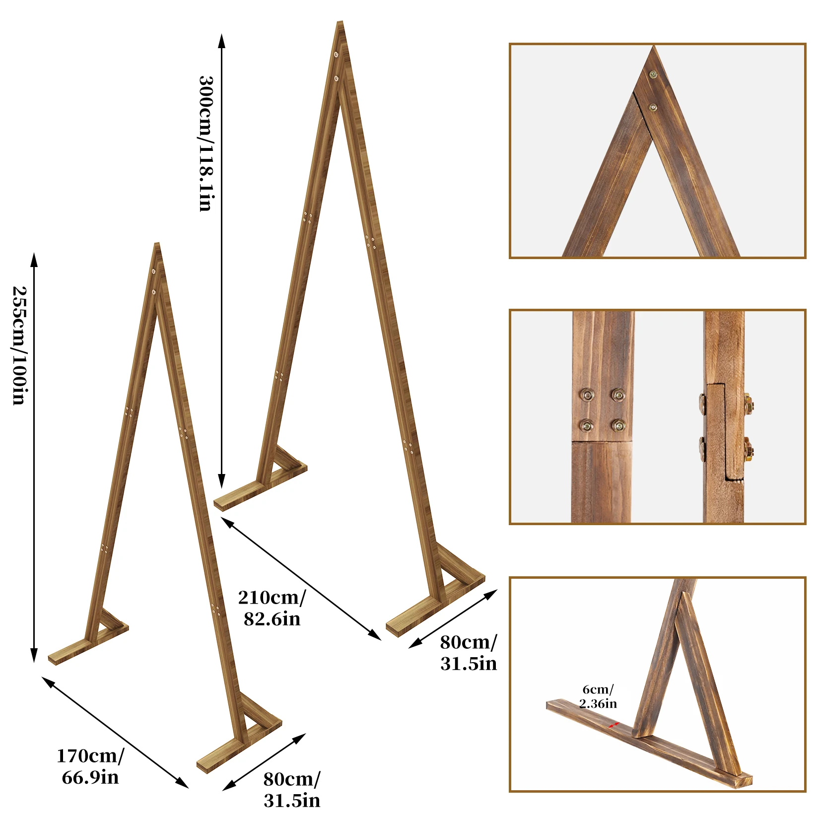 2 Pack triangolo arco di nozze in legno cerimonia oversize arco sfondo cornice sfondo fiore palloncino banchetto Archway