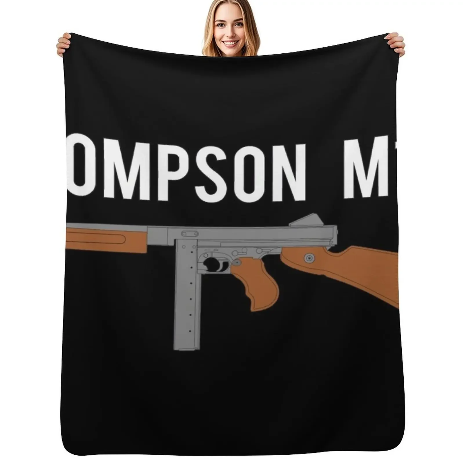 

Thompson M1A1 color version Throw Blanket Retros Flannels Large Blanket