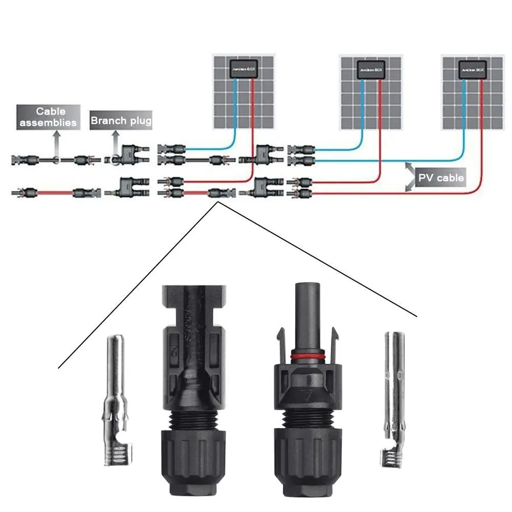 POWMR 10 Paris Solar Connector Male and Female Solar Panel Cable 2.5mm2/4mm2/6mm2 Waterproof