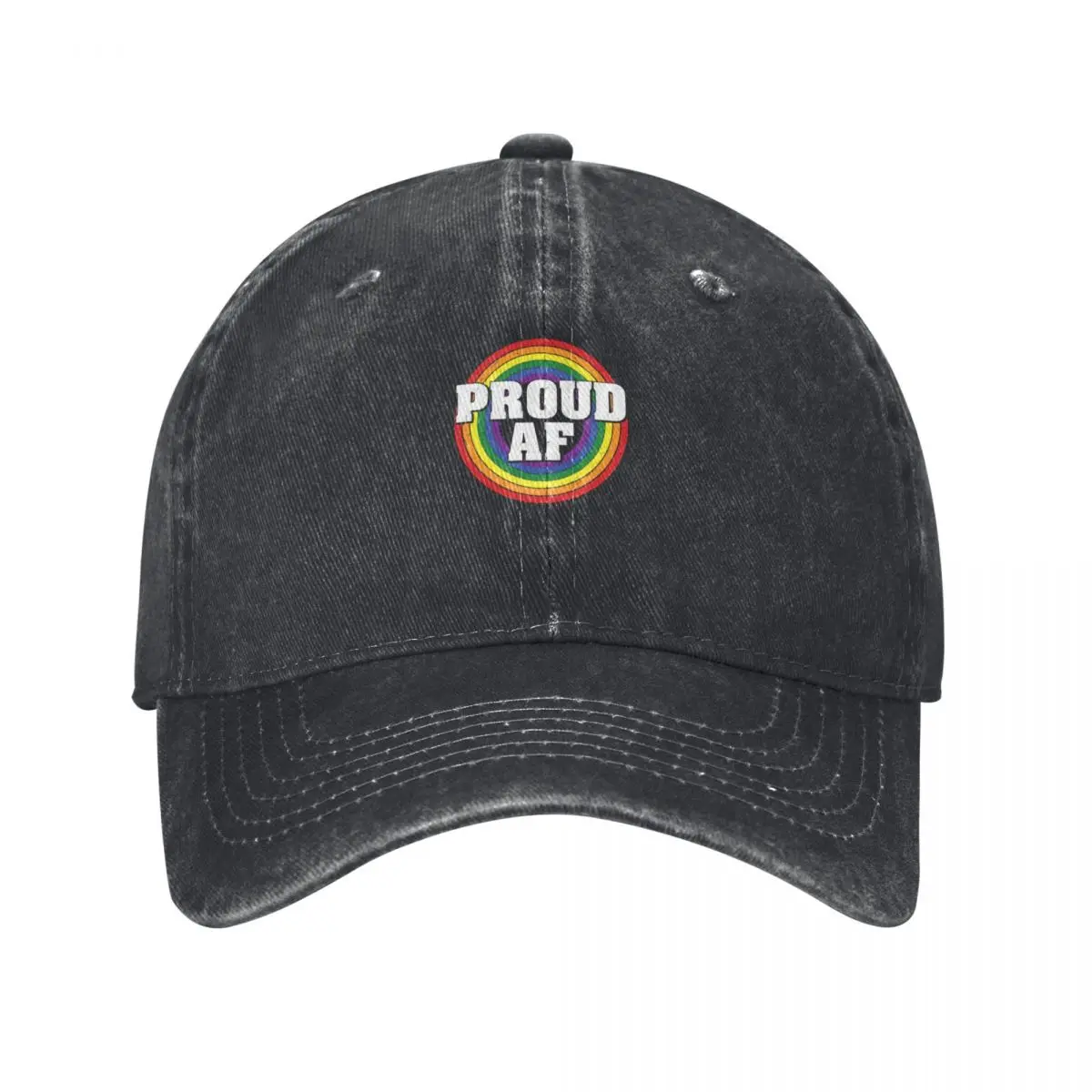 

Vintage Rainbow LGBT Lesbian Gay Bisexual Queer Proud AF Baseball Cap Bobble Hat Hat Man For The Sun Women Beach Fashion Men's