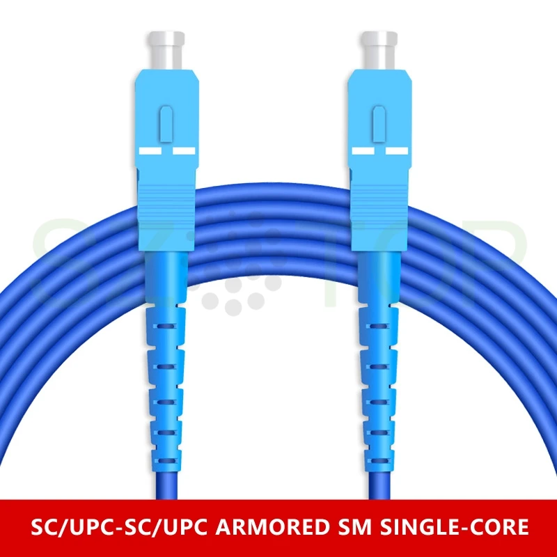 10M kabel Patch serat lapis baja LC SC FC ST UPC APC kabel Patch serat SM SX kabel Patch serat optik Pigtail disesuaikan