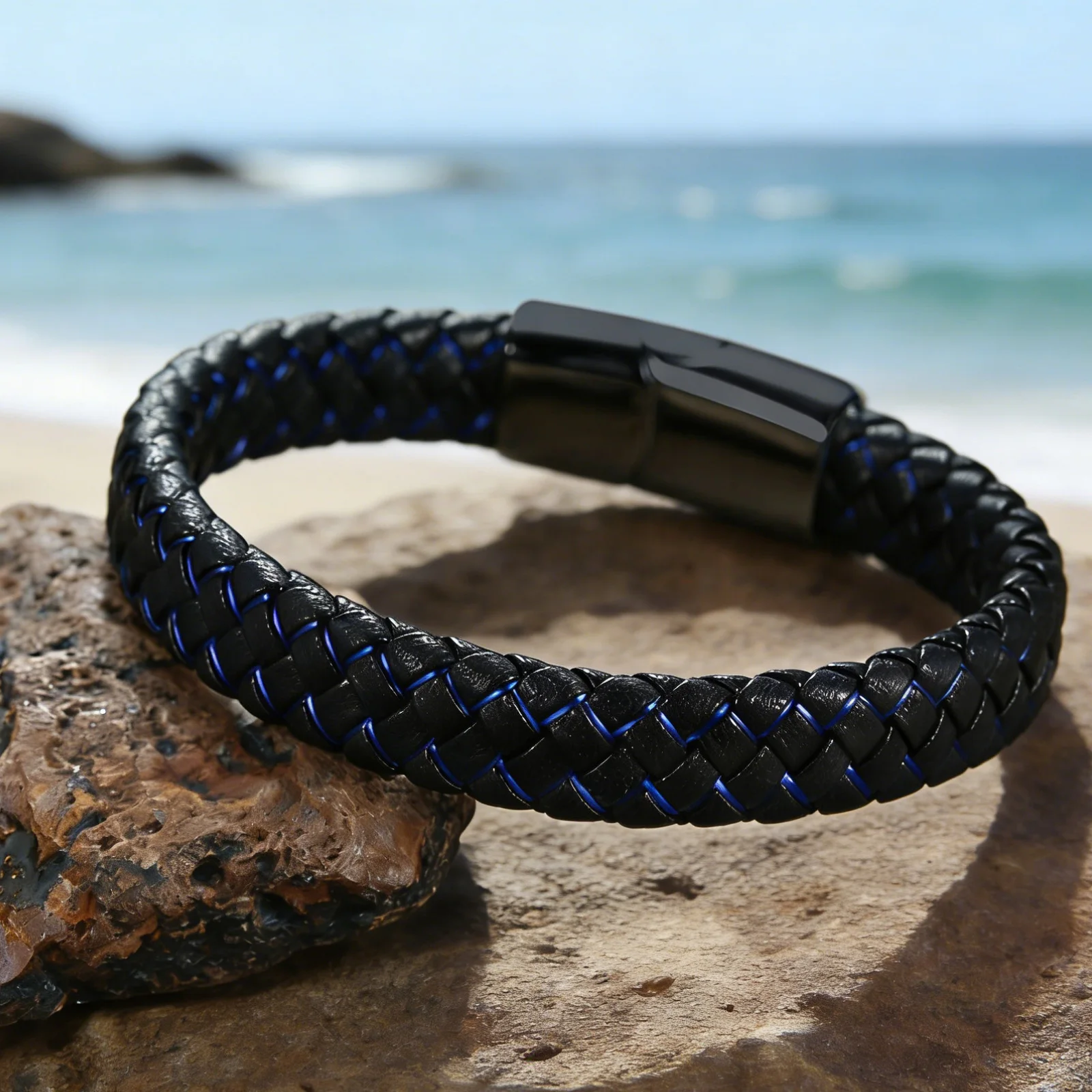 سوار جلدي مضفر عتيق للرجال من الفولاذ المقاوم للصدأ نص مخصص سوار الصداقة المشابك المغناطيسية هدية مقدمة للأخ