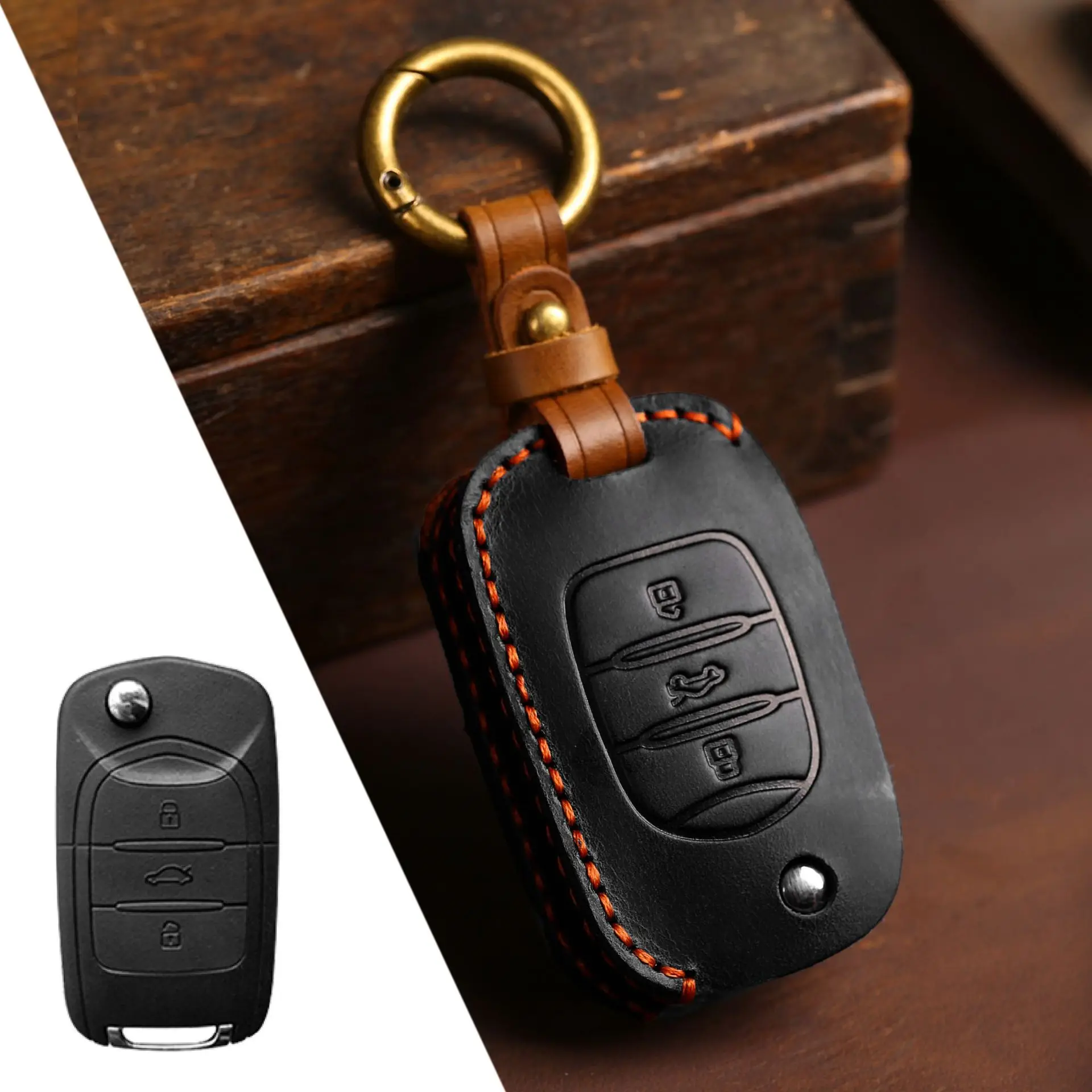 Чехол для автомобильного ключа кожаный флип-чехол для Wuling Baojun 730 510 560 310 630 310W Hongguang Plus Mini Ev Capgemini S3 S1 с 3 кнопками и пультом дистанционного управления