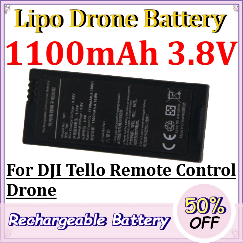 1100mAh 3.8V Lipo Drone Battery for DJI Tello Remote Control Drone Replacement Rechargeable Flight Lithium Battery for Drones