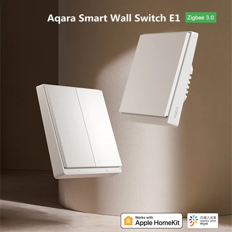 Aqara Smart Wall Switch E1 Zigbee3.0 Smart Home Wireless Light Switch with Neutral Fire Wire/Key Number for Xiaomi Mijia Homekit