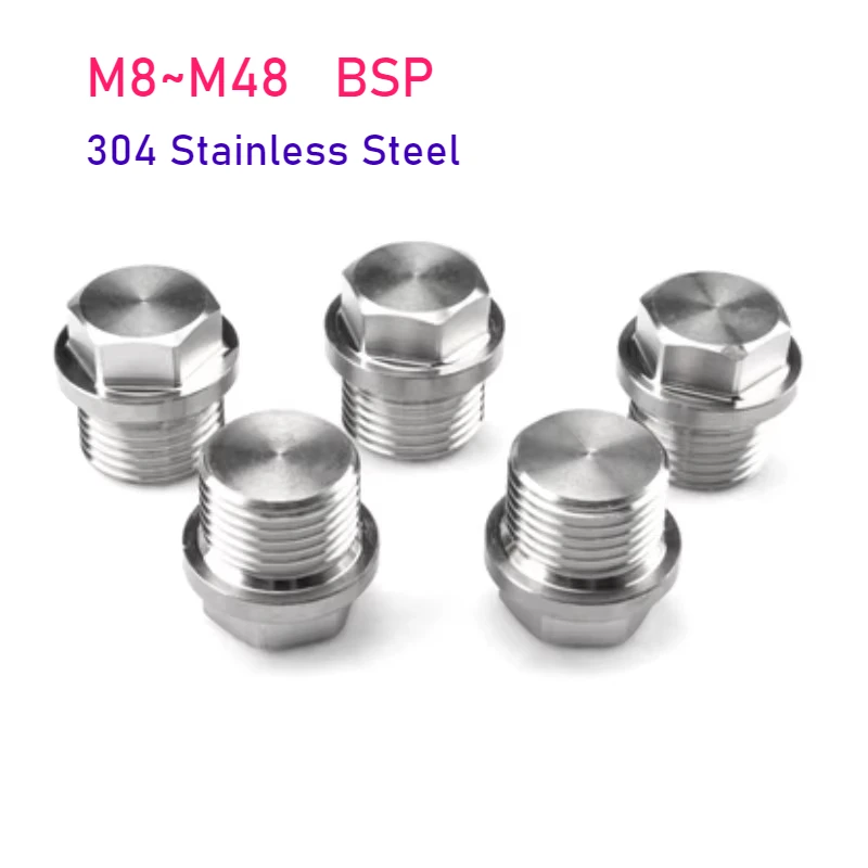 

1pcs BSP Metric Male Thread 304 Stainless Steel Hex End Cap Flange Outer Hexagon Solid Plug Oil Water Pipe Fitting