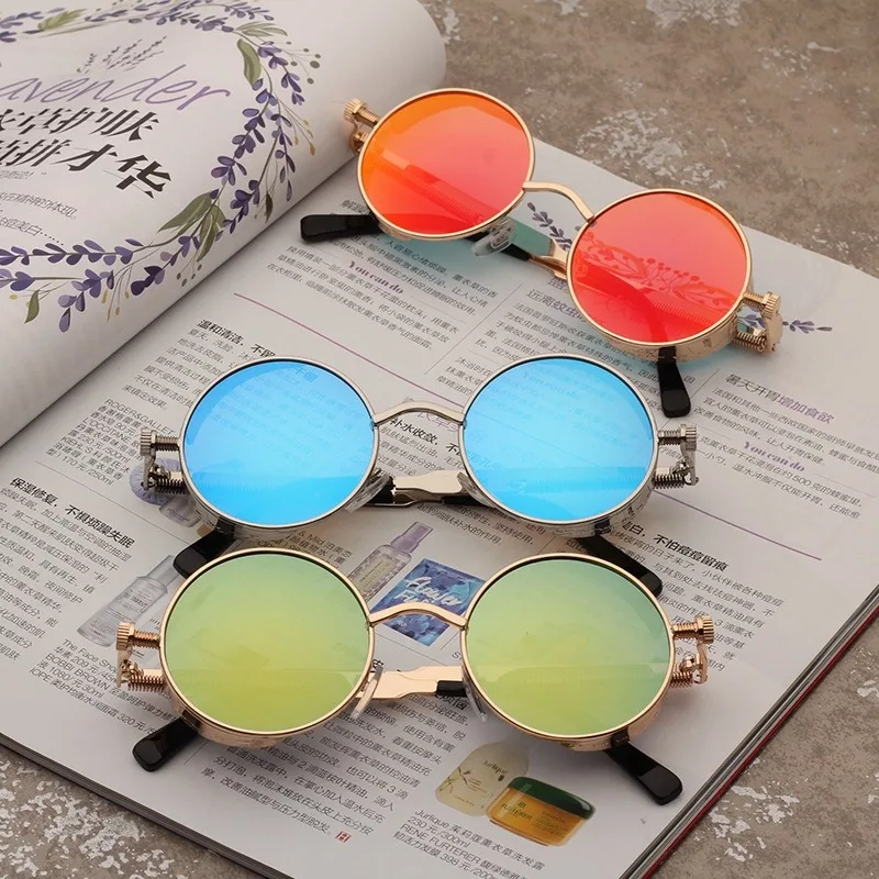 Metal Steampunk Sunglasses Men Women Fashion Round Glasses Brand Design Vintage Eyewear High Quality - view 3
