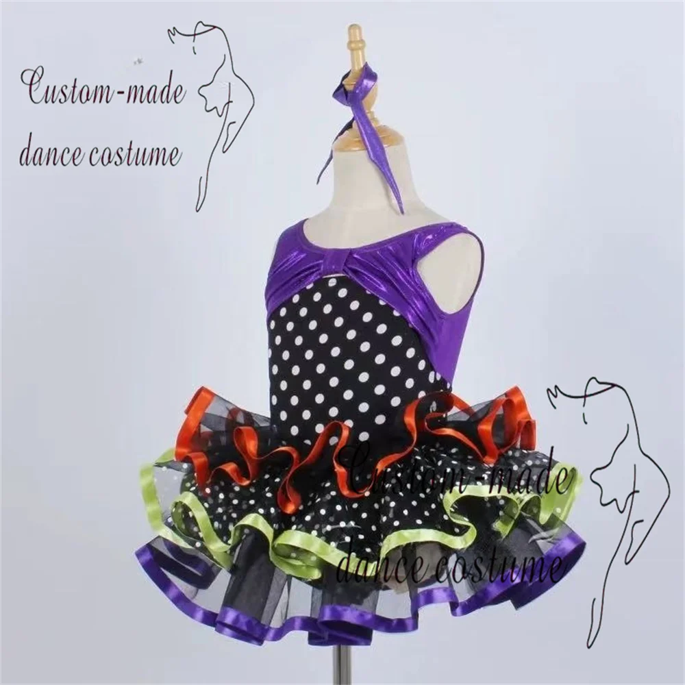 Girl's polka dot black, white, and red playful stage performance dress