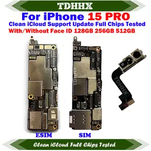 Bilashmart ESIM E SIM LL/A / SIM CN Version Main Logic Board iPhone 15 Pro Motherboard With/No Face ID Clean iCloud Mainboard With iOS
