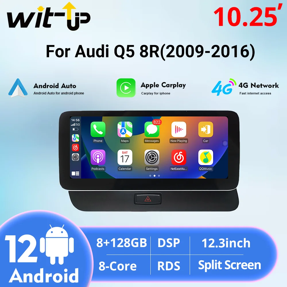 

Wit-Up для Audi Q5 2009-2016 10,2-дюймовый обновленный сенсорный экран Android радио Aftermaket GPS Navi CarPlay авторадио автомобильная стерео мультимедиа