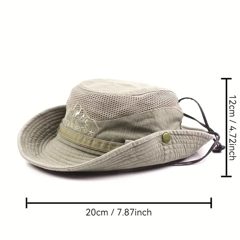 Men's Breathable Mesh Fisherman Hat with Adjustable Summer Sun Protection Suitable for Outdoor Fishing and Beach Outings