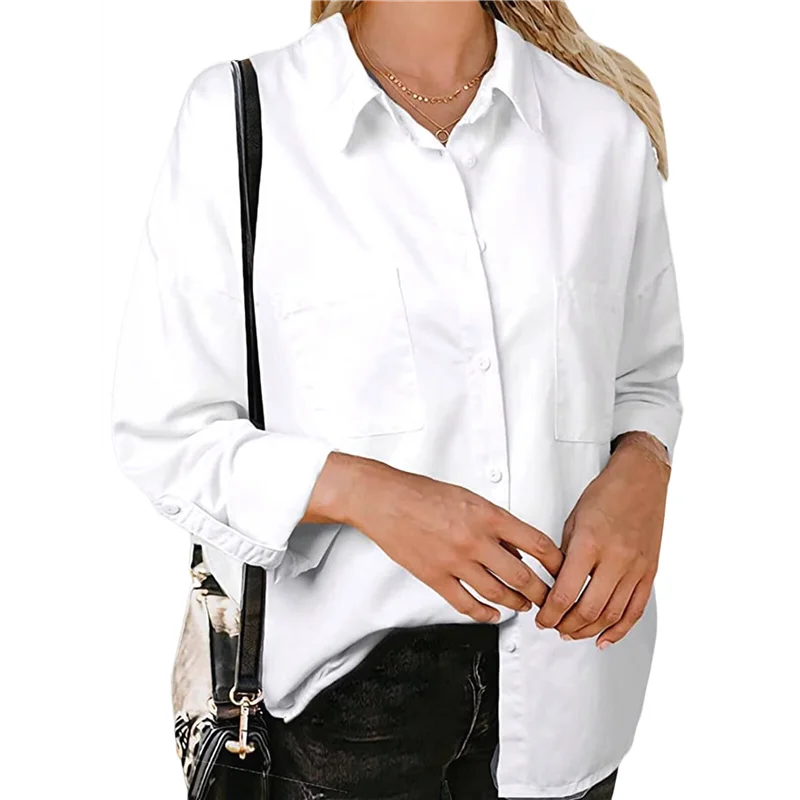 

Womens Button Down Shirts V Neck Loose Casual Shirt